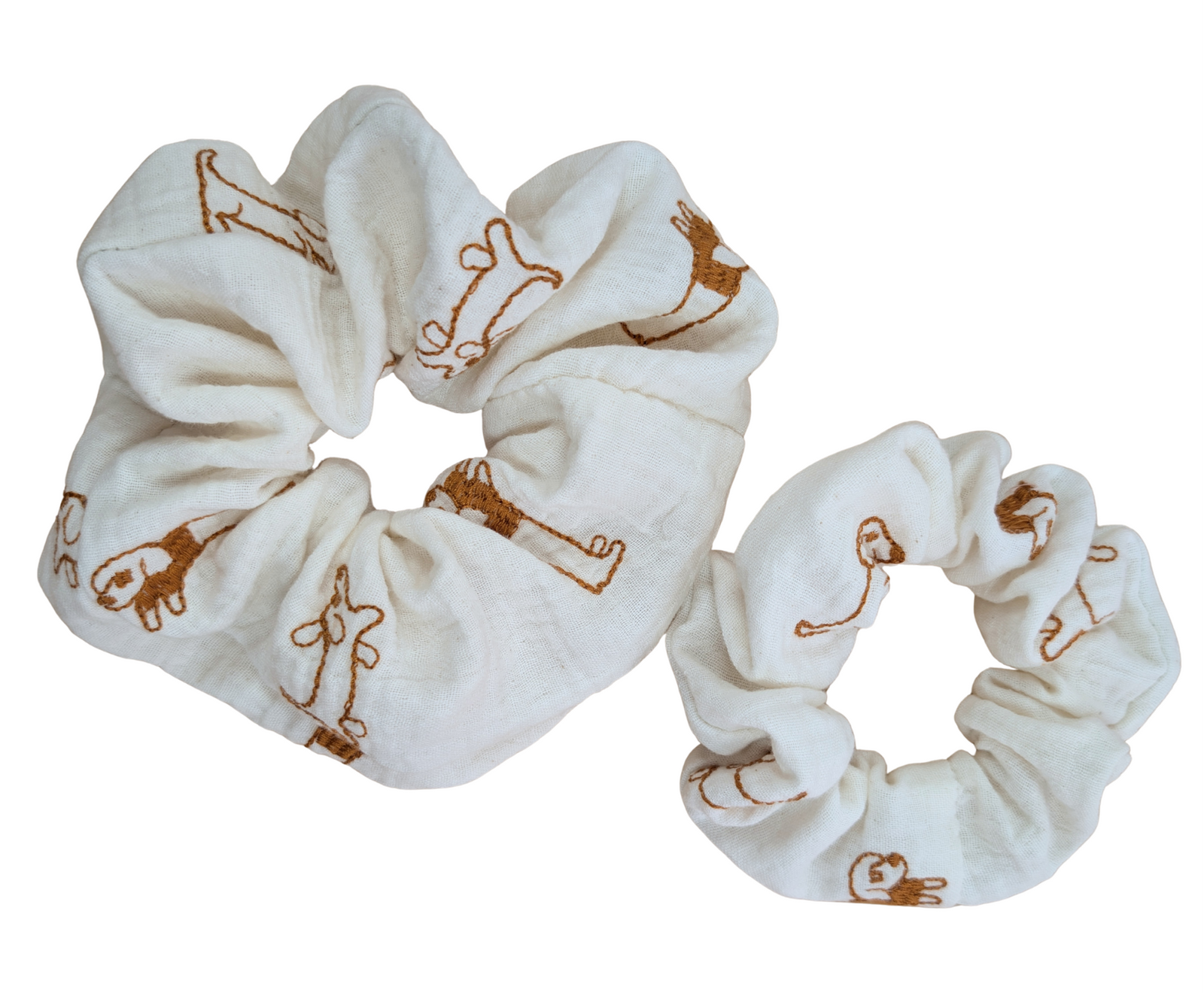 Embroidered Sausage Dog Scrunchies