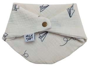 Navy Embroidered Paper Planes Bib