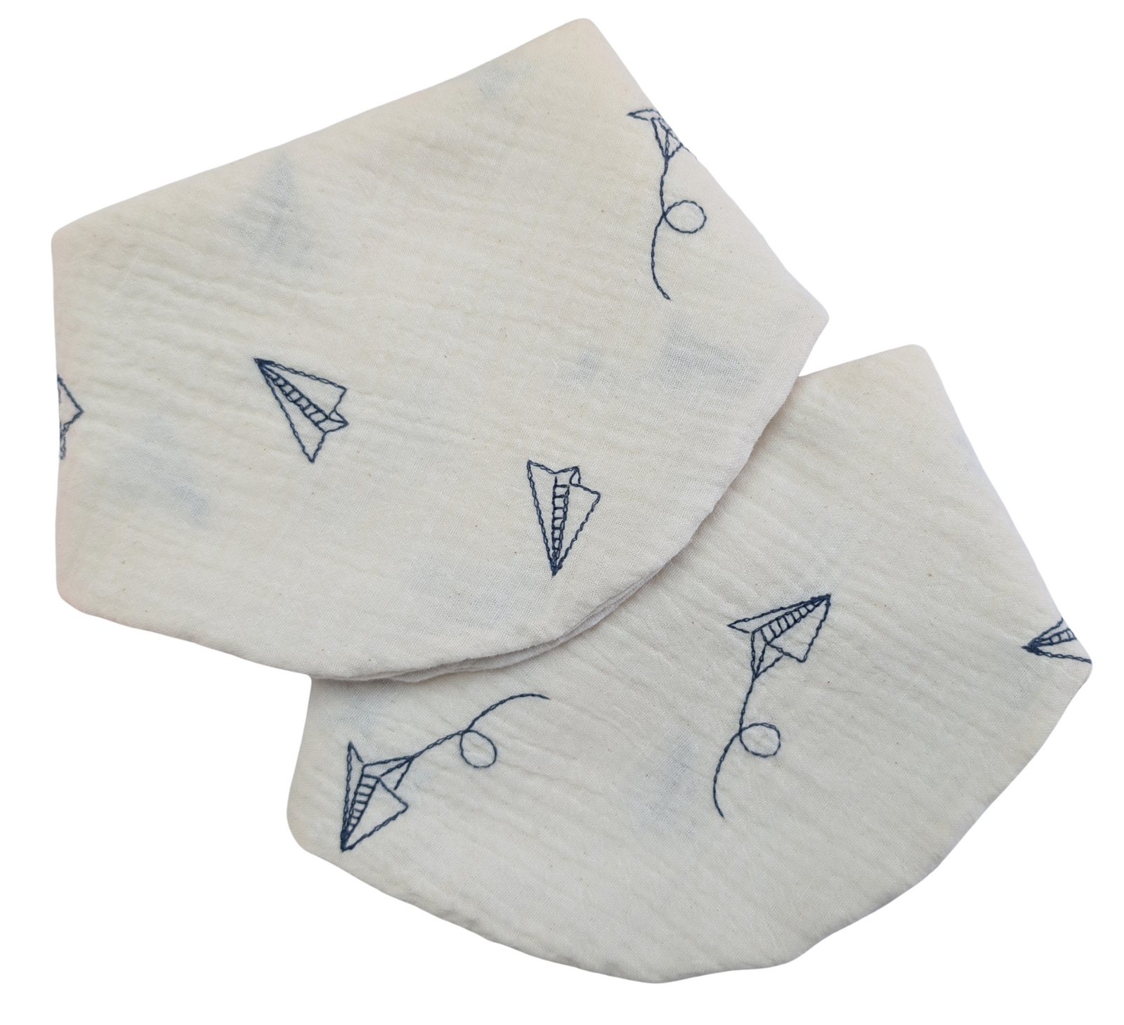 Navy Embroidered Paper Planes Bib