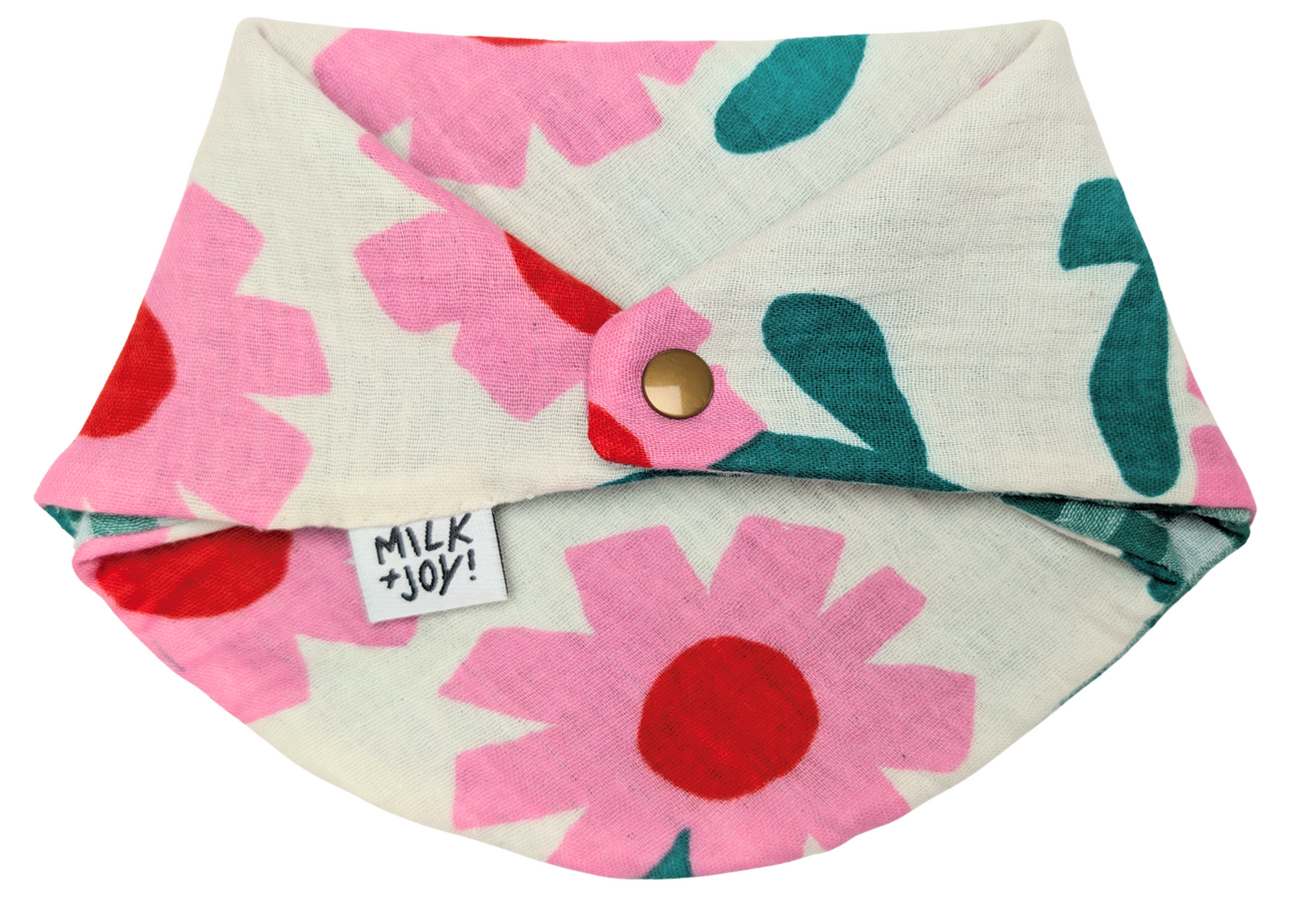 Pink Flower Pop / Bright Green Gingham Bib