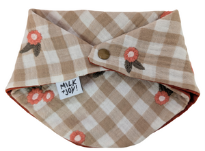 Sandy Gingham Embroidered Floral /Rust Gold Spot Bib