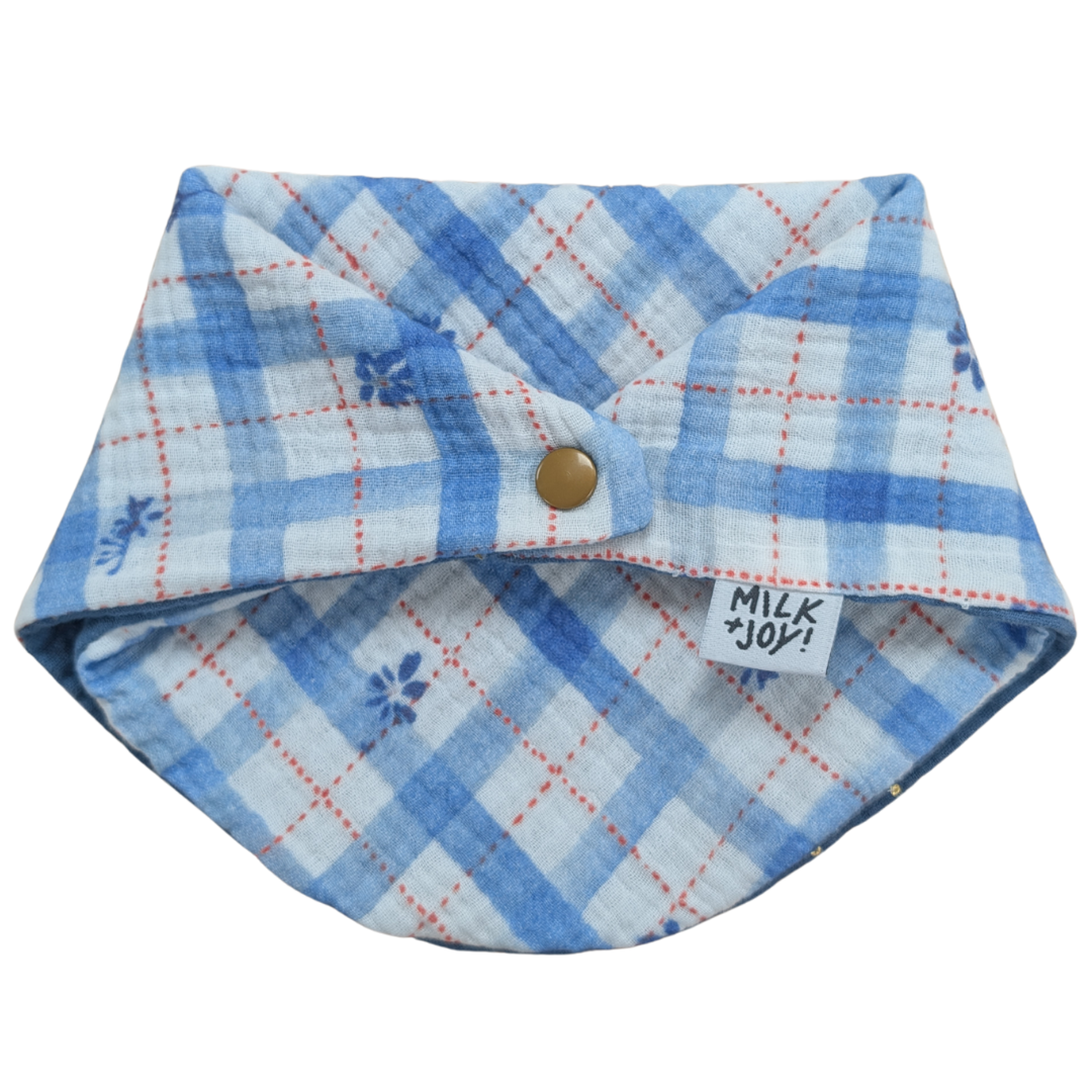 Blue Gingham Floral / Denim Gold Spot