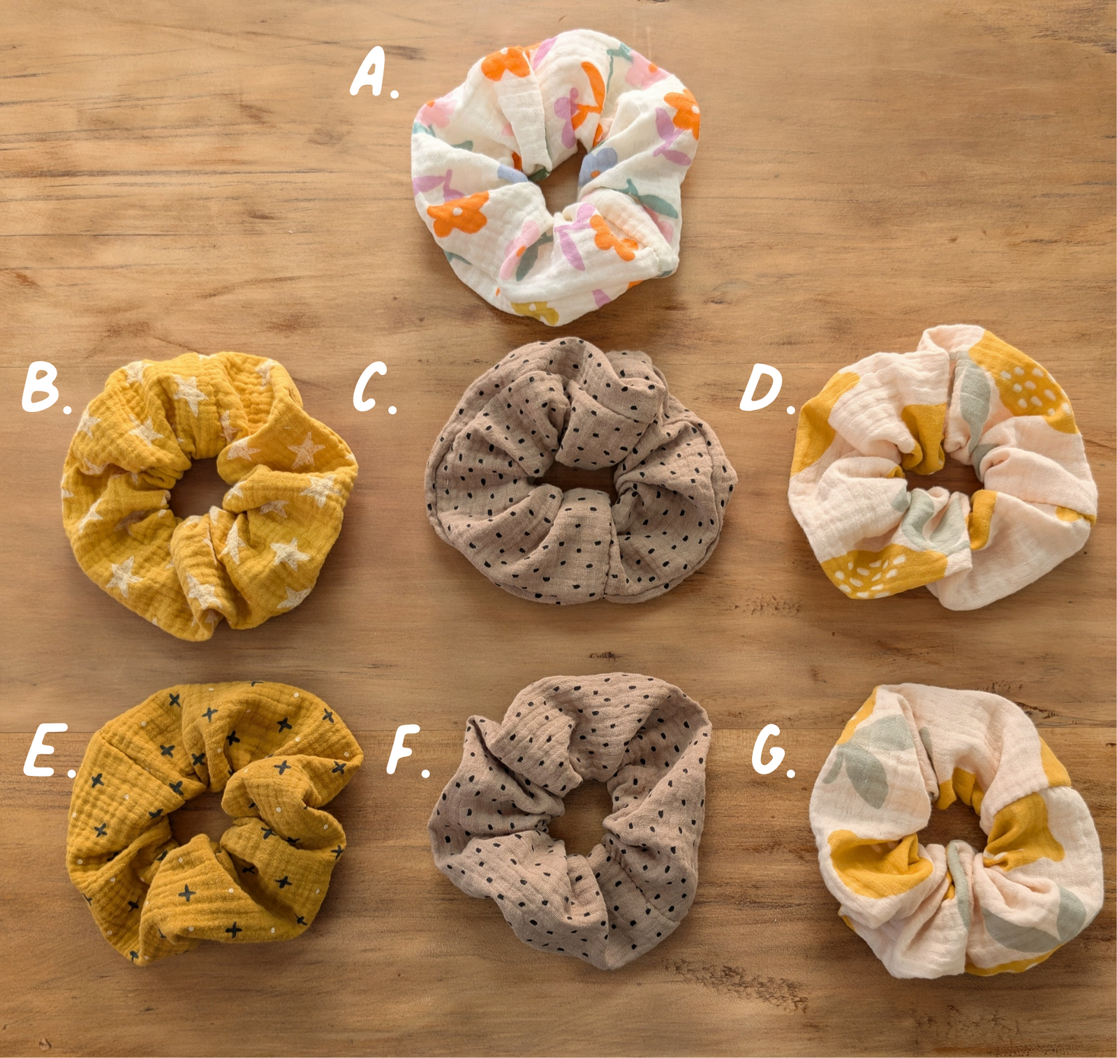 Neutral/Mustard Scrunchies (ready to post)