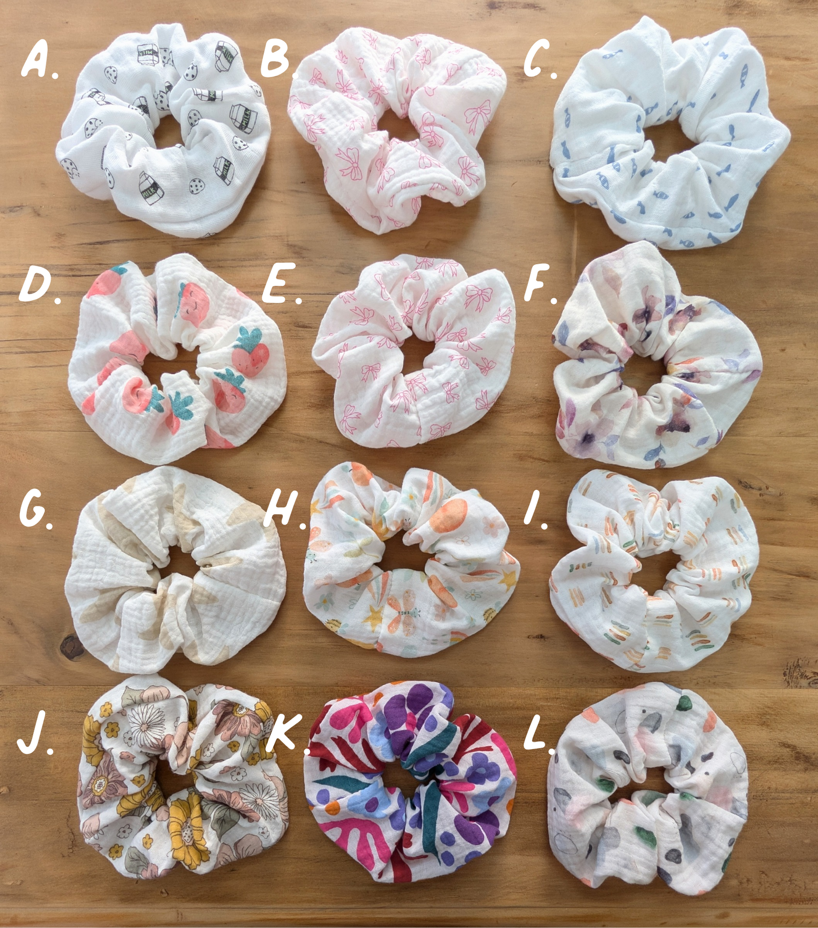 White base Mega Scrunchies (ready to post)
