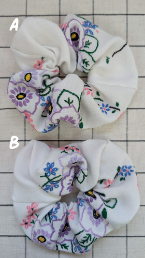 Vintage Embroidered Scrunchie - Greta