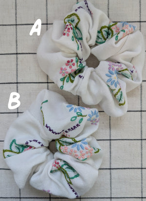 Vintage Embroidered Scrunchie - Harper