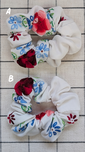 Vintage Embroidered Scrunchie - Josie