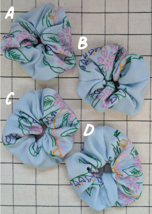 Vintage Embroidered Scrunchie - Janey