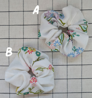 Vintage Embroidered Scrunchie - Kathryn