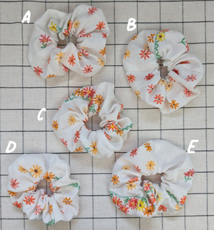 Vintage Embroidered Scrunchie - Florence