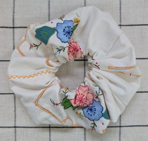 Vintage Embroidered Scrunchie - Amelia