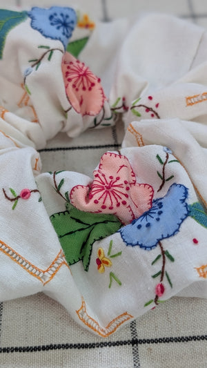 Vintage Embroidered Scrunchie - Amelia