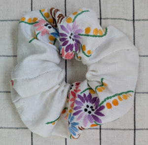 Vintage Embroidered Scrunchie - Ava