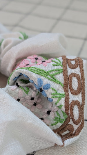 Vintage Embroidered Scrunchie - Alex