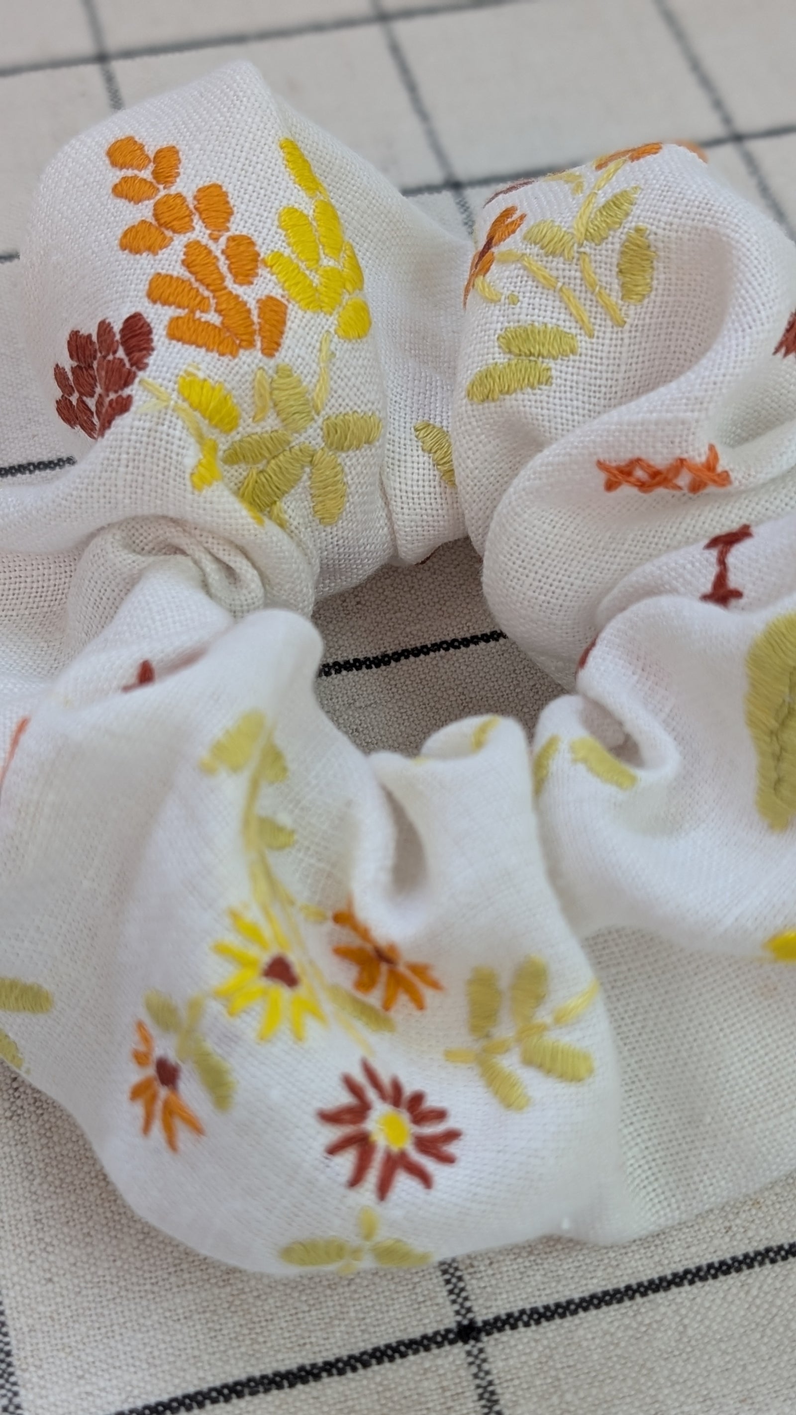 Vintage Embroidered Scrunchie - Bella