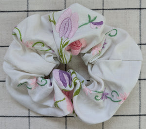 Vintage Embroidered Scrunchie - Clara