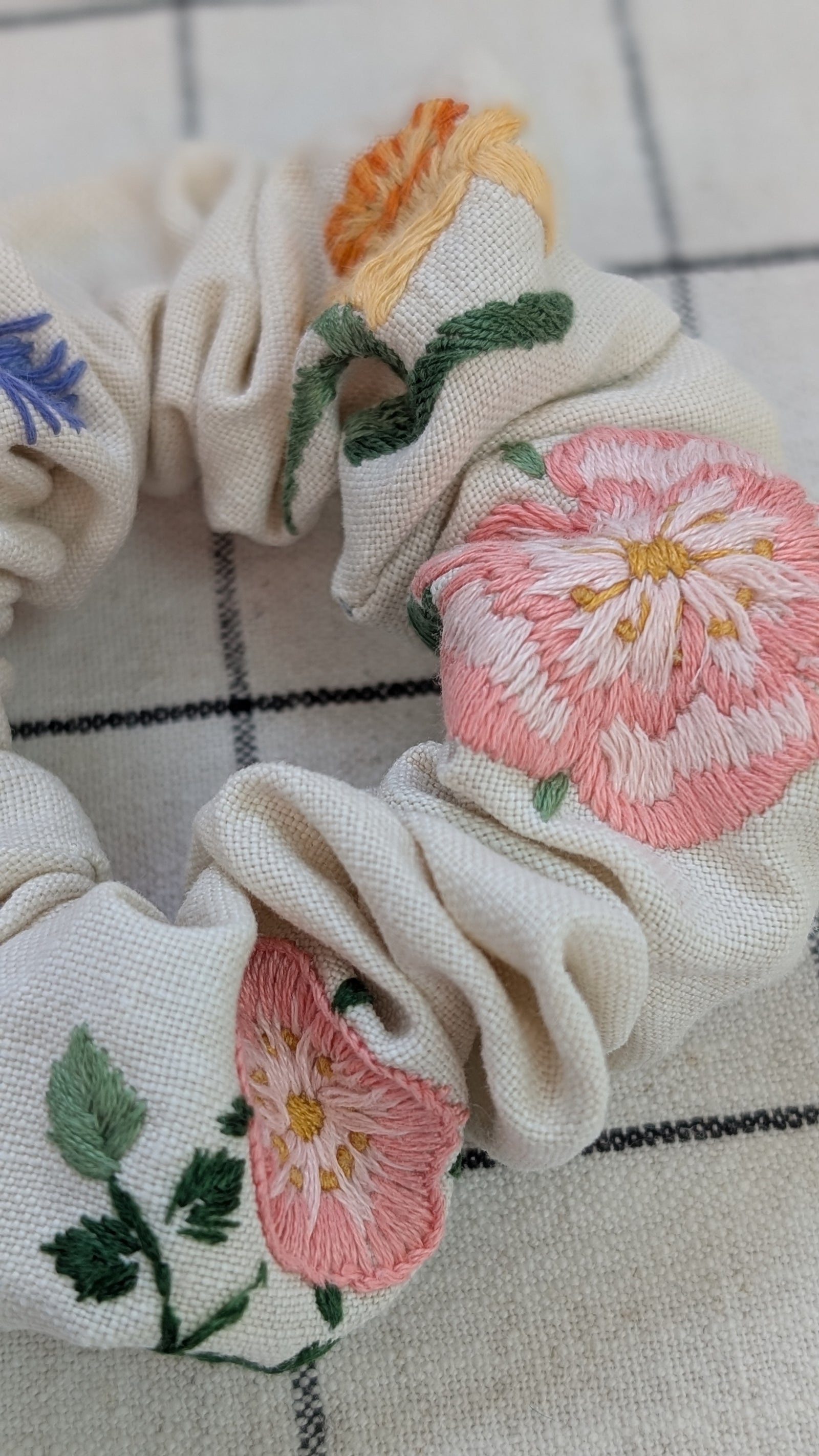 Vintage Embroidered Scrunchie - Chloe