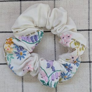 Vintage Embroidered Scrunchie - Emily