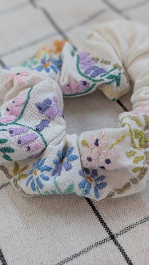 Vintage Embroidered Scrunchie - Emily