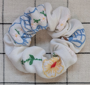 Vintage Embroidered Scrunchie - Faye