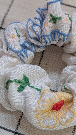 Vintage Embroidered Scrunchie - Faye