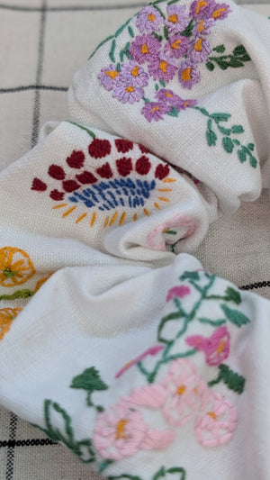 Vintage Embroidered Scrunchie - Fiona