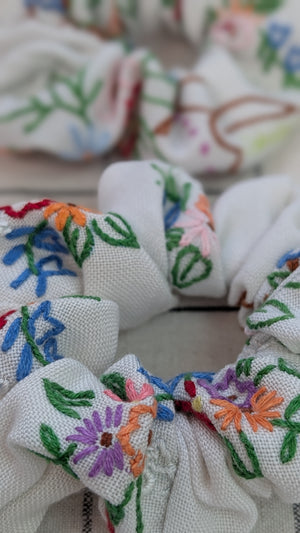 Vintage Embroidered Scrunchie - Georgia