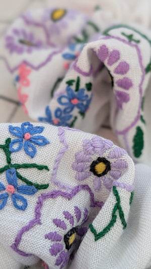 Vintage Embroidered Scrunchie - Greta