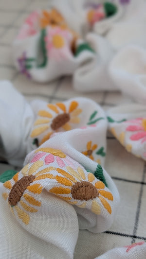 Vintage Embroidered Scrunchie - Hannah