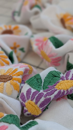 Vintage Embroidered Scrunchie - Hannah