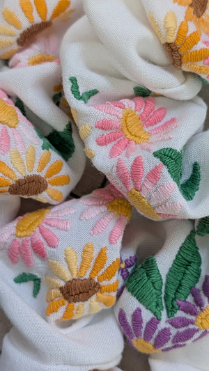 Vintage Embroidered Scrunchie - Hannah