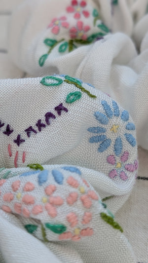 Vintage Embroidered Scrunchie - Harper