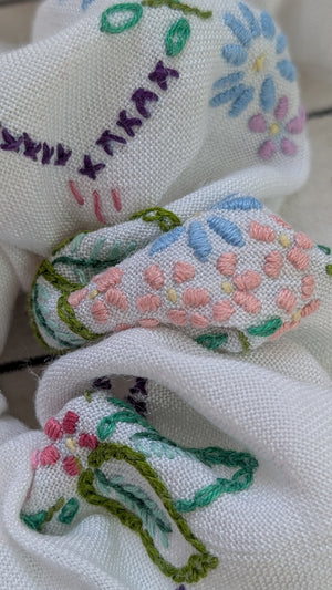 Vintage Embroidered Scrunchie - Harper