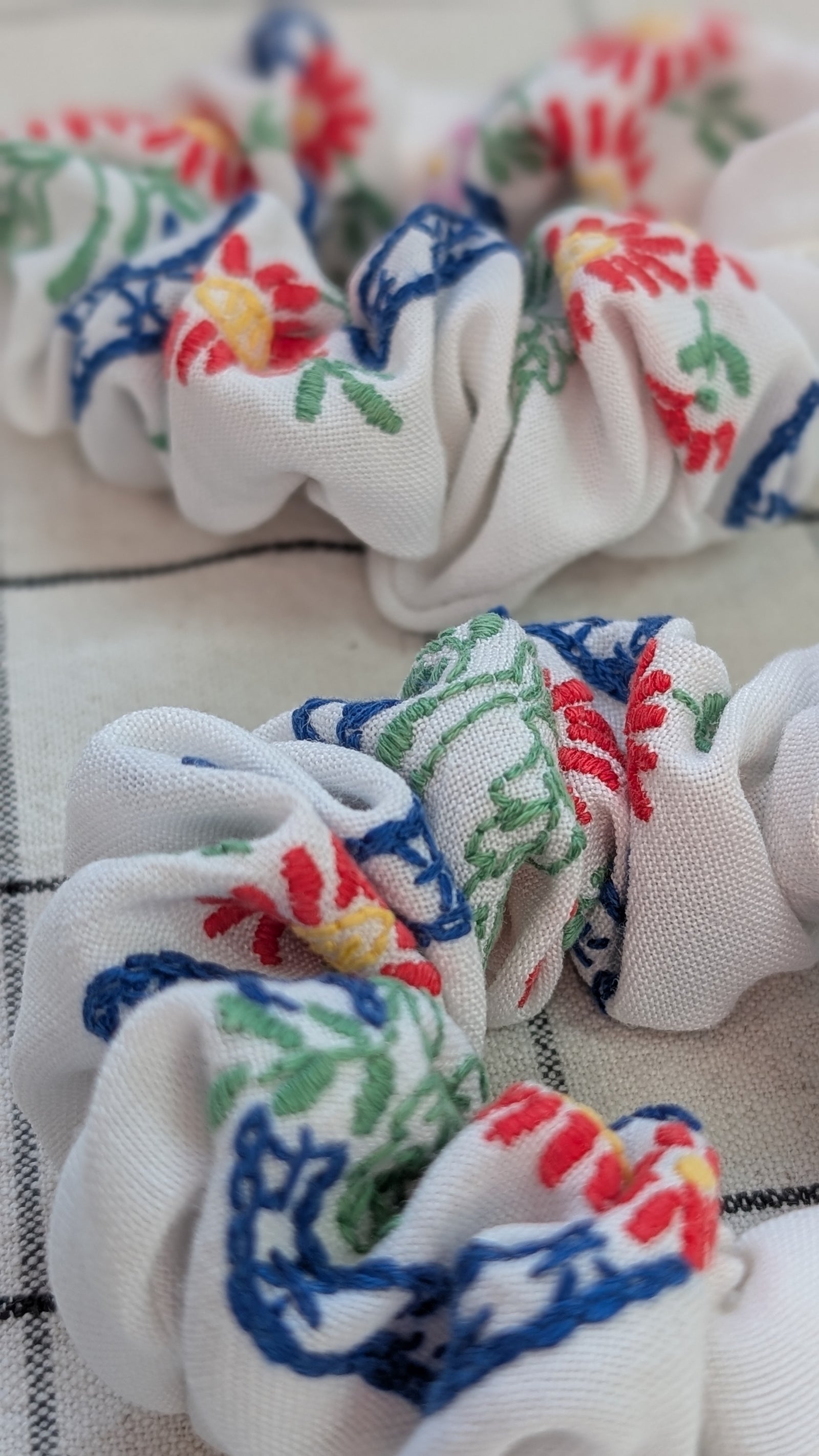 Vintage Embroidered Scrunchie - Isla