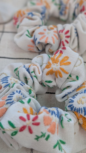 Vintage Embroidered Scrunchie - Juno