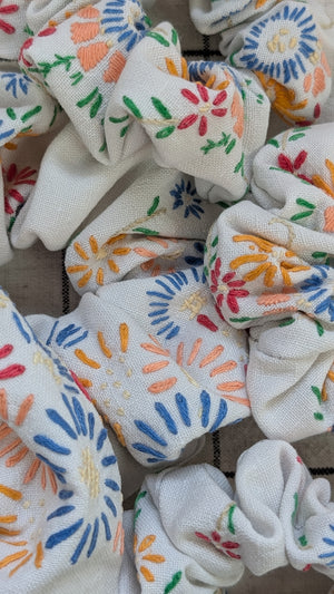 Vintage Embroidered Scrunchie - Juno