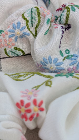 Vintage Embroidered Scrunchie - Kathryn