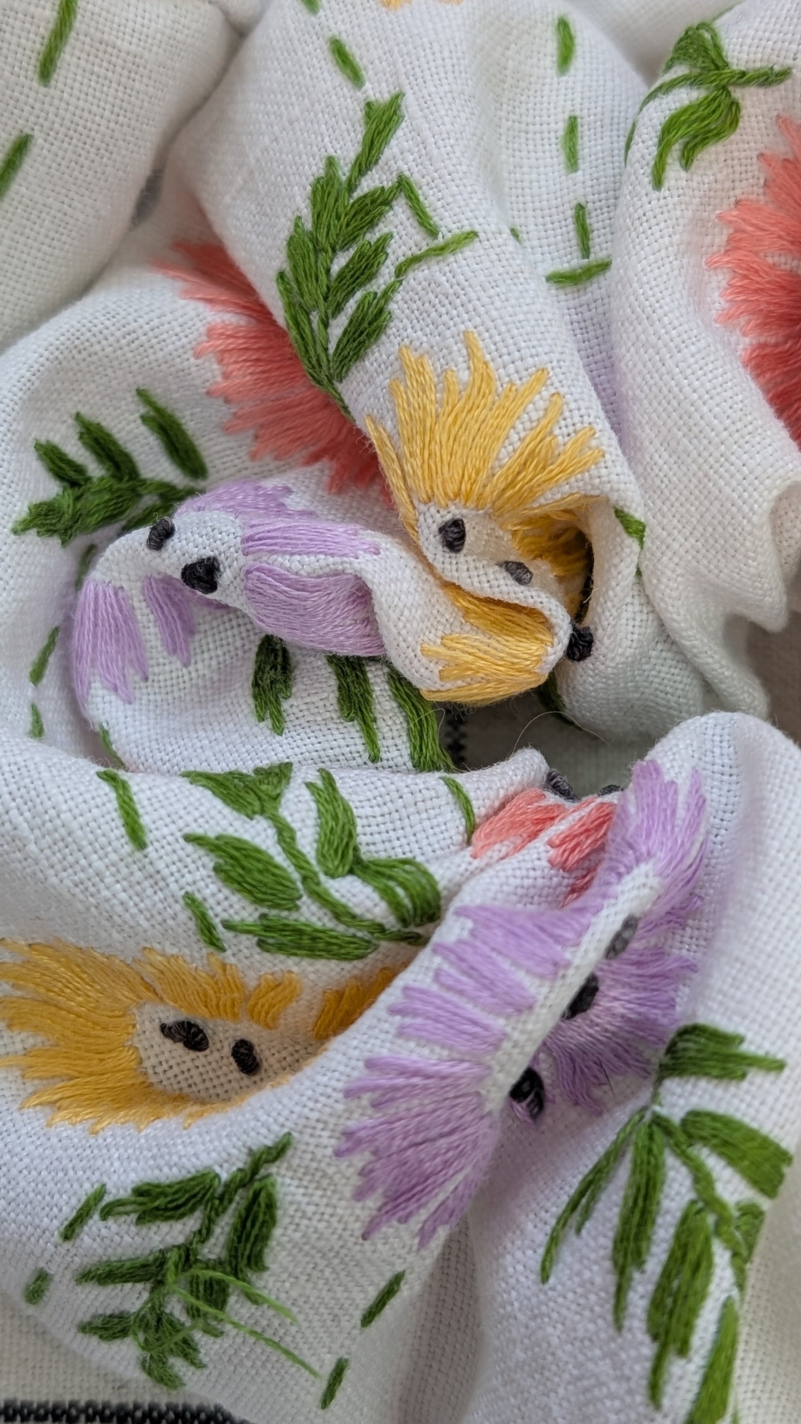 Vintage Embroidered Scrunchie - Luna