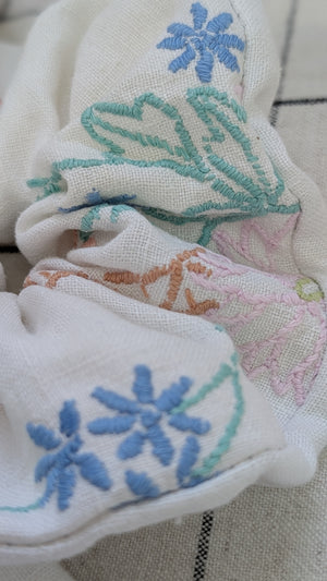 Vintage Embroidered Scrunchie - Lucy