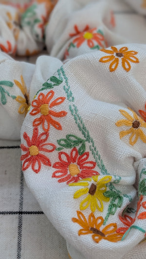 Vintage Embroidered Scrunchie - Florence