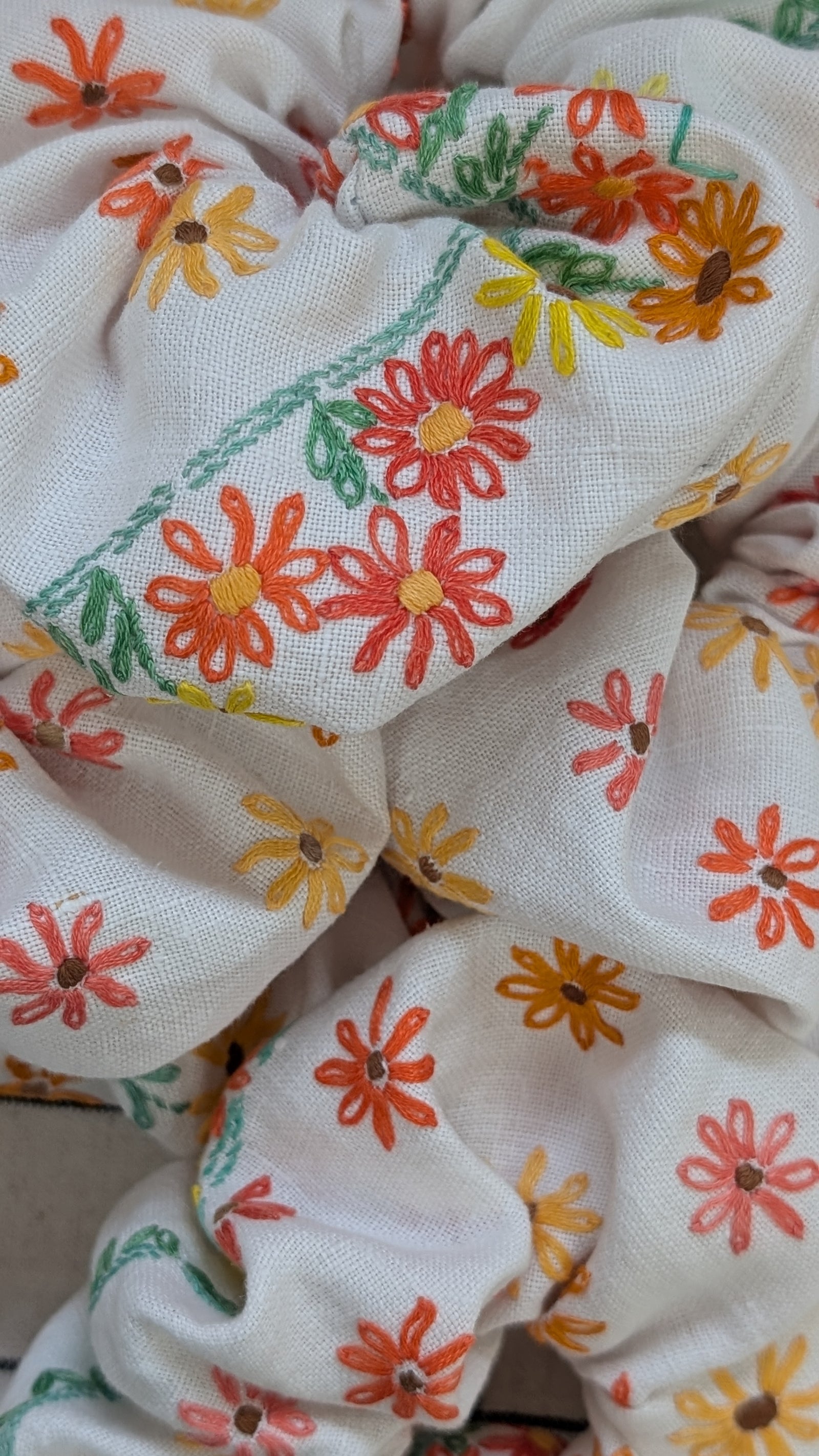 Vintage Embroidered Scrunchie - Florence