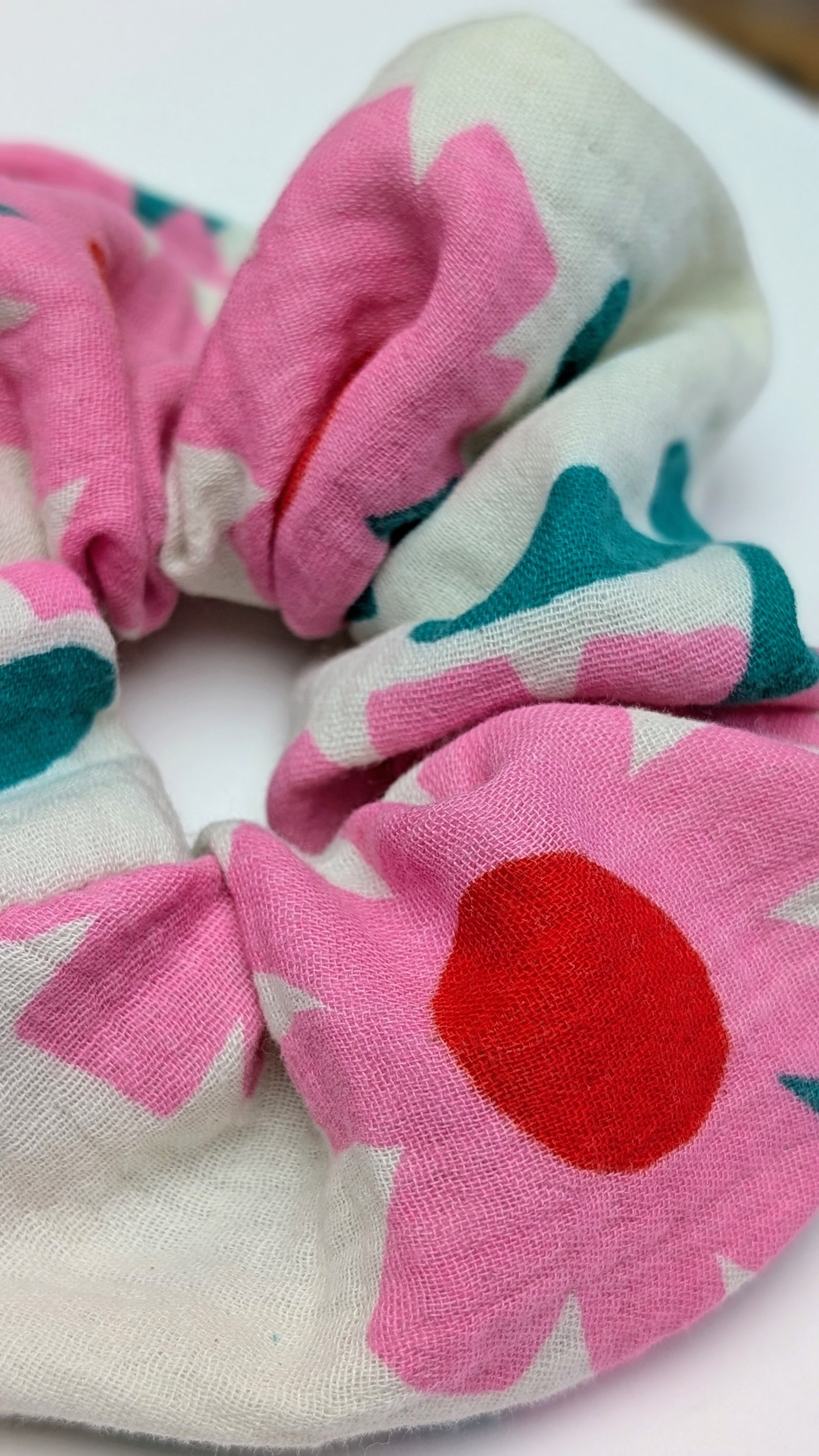 Pink Flower Pop Scrunchies