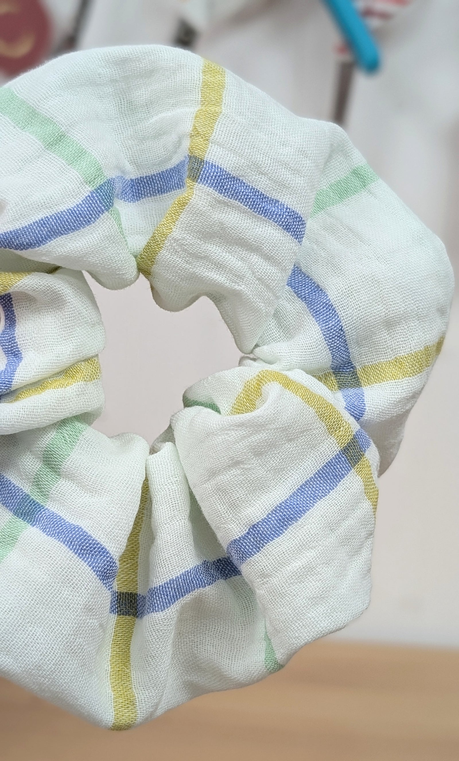 Green Grid Scrunchies